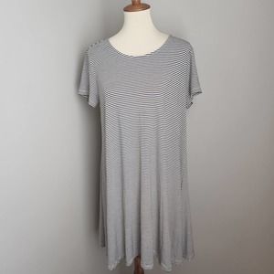 Old Navy Black and White Striped Shirt Dress